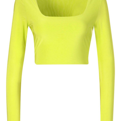 Double Layer Slinky Long Sleeve Crop Top