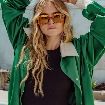 Womens You Gotta Let Disco Satin Bomber Jacket - Green - 6, Green