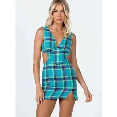 Emeri Mini Dress Green Check