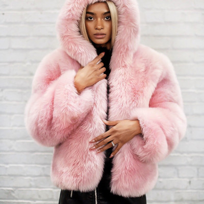 Lola Faux Fur Hoodie - Blush Pink  Ã¢â‚¬â€ Pink Plastic