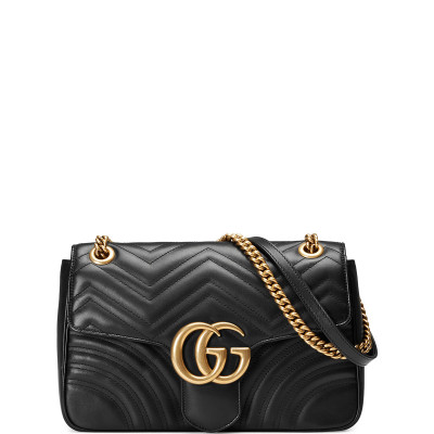 GG Marmont 2.0 Medium Quilted Shoulder Bag, Black