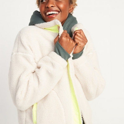 Cozy Sherpa Snap-Front Flurry Crop Jacket for Women