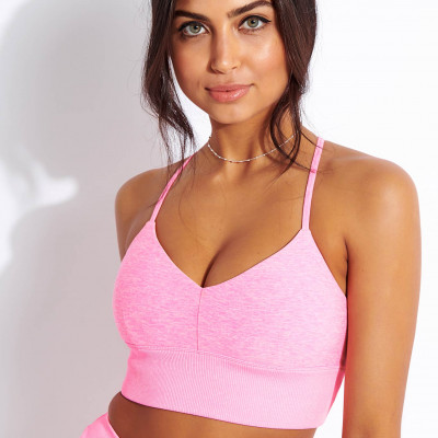 Alo Yoga Alosoft Lavish Bra - Macaron Pink Heather -