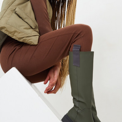 Khaki Rubber Chunky Sole Rain Boots