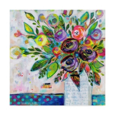 Vicki Mcardle Art Love Letter Vase Canvas Art - 18 x 18