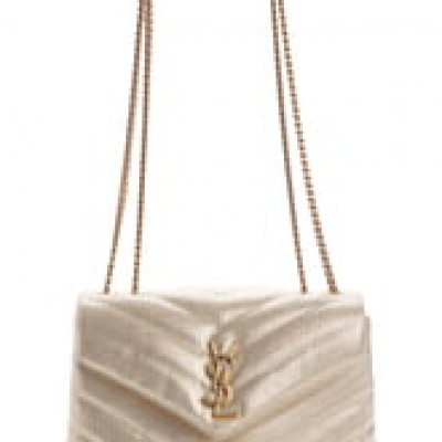 Saint Laurent Small Loulou Embossed Metallic Leather Shoulder Bag -