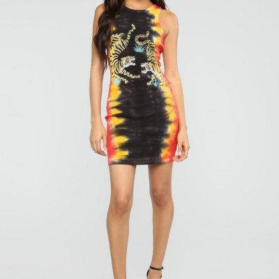 Dying To Know You Tie Dye Mini Dress - Orange/Combo