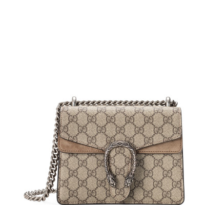 Mini Dionysus GG Supreme Shoulder Bag, Ebony/Taupe