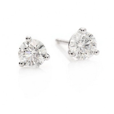 Hearts On Fire Womens Diamond & 18K White Gold Three-Prong Stud Earrings - White Gold