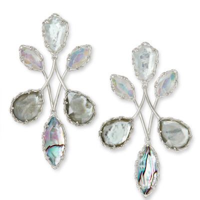 Gwenyth Silver Statement Earrings In Ivory Mix