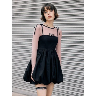 Solid Ruffle Knotted Mini Dress