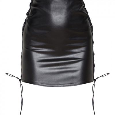 Black Faux Leather Lace Up Sides Mini Skirt