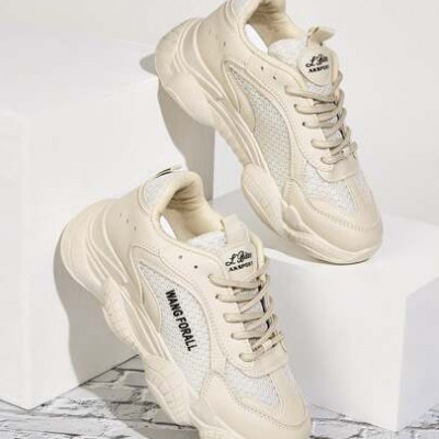 Lace-up Front Letter Print Chunky Sneakers