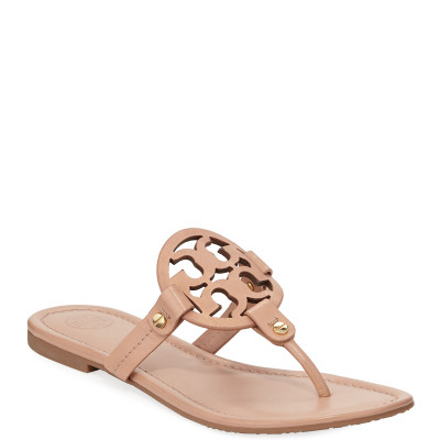 Miller Flat Leather Logo Slide Sandals