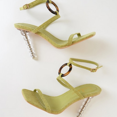 Faina Green Ankle Strap High Heel Sandals