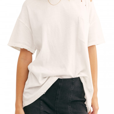 Womens Free People Rubi Ripped Pocket T-Shirt