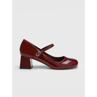 Patent Leather Chunky Heeled Mary Jane Shoes