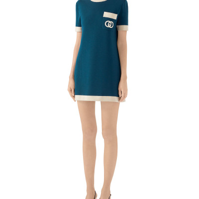 Fine Wool Short-Sleeve Dress
