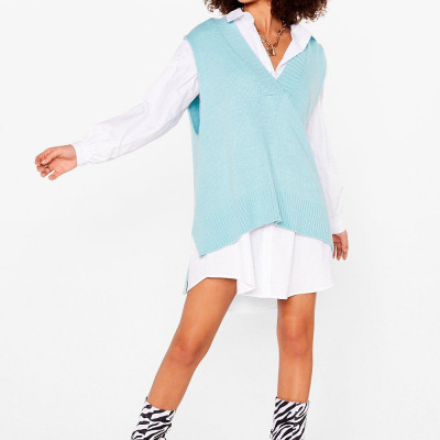 Womens Knits My Time to Shine Oversized vest Top - Blue - S, Blue