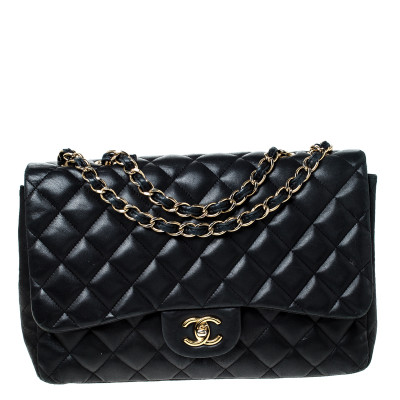 Chanel Black Quilted Leather Jumbo Classic Single Flap Bag