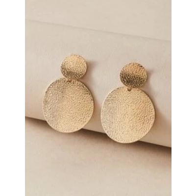 1pair Textured Round Charm Drop Earrings