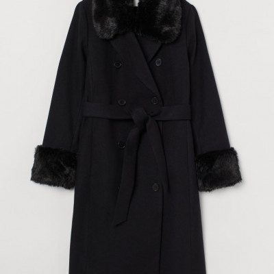 Faux Fur-trimmed Coat