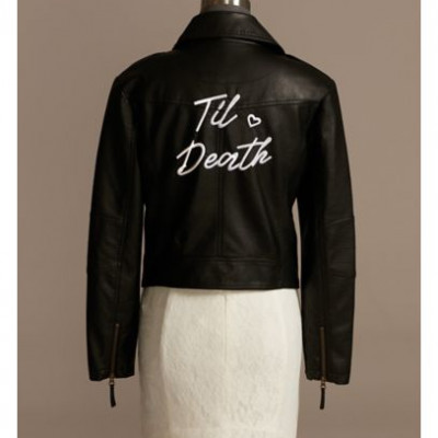 Til Death Script Black Vegan Leather Moto Jacket