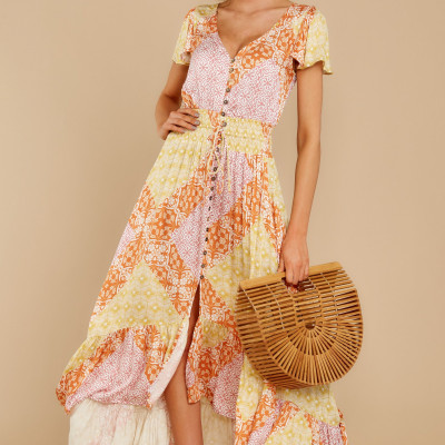 Something About You Yellow Multi Print High Low Dress