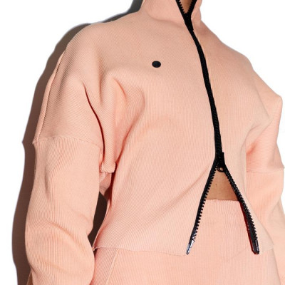 Mellow Raw Edge Slouch Sweater In Peach Apricot