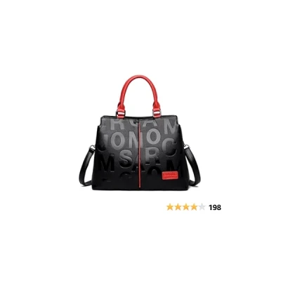 Fashion Leather Black with Red Handbags Medium for Women Luxury Shoulder Bag Tote Top-Handle Satchel Purses for Ladies