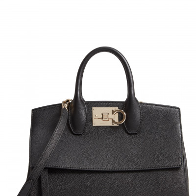 Salvatore Ferragamo Small The Studio Leather Top Handle Bag - Black