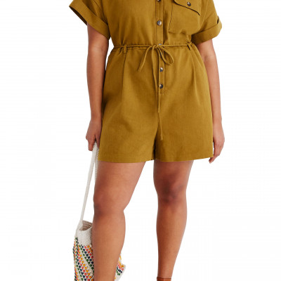 Womens Madewell Belted Safari Romper,- Green