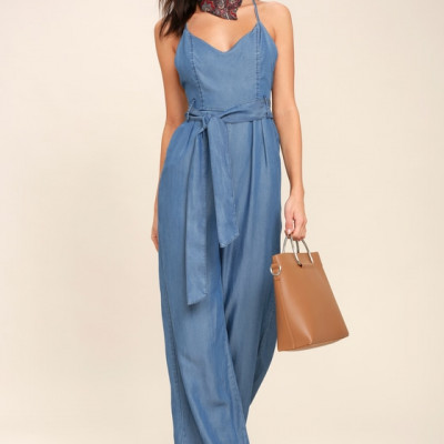 Cruise Blue Chambray Jumpsuit | Lulus