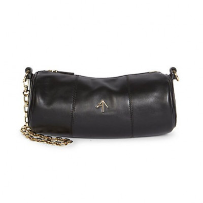 Manu Atelier Womens Leather Cylinder Shoulder Bag - Black