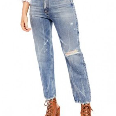 Free People Dakota Straight Leg Jeans - Vintage Indigo -