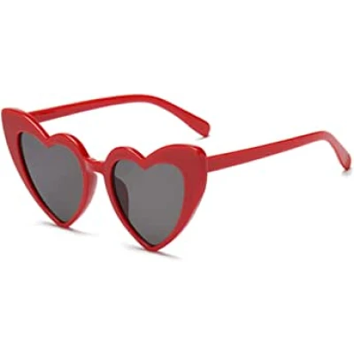 New Energy Â© Heart Shaped Retro Vintage Cat Eye Sunglasses 400 UV (Red) : Amazon.co.uk: Clothing