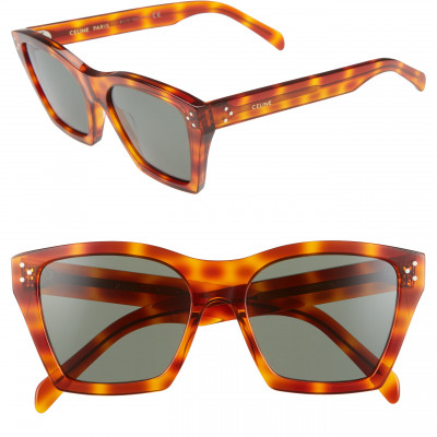 Womens Celine 55Mm Cat Eye Sunglasses - Havana/ Green