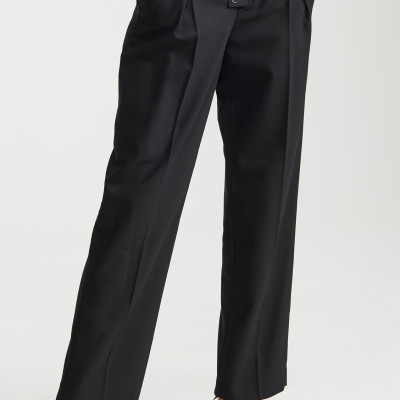 Wide Leg Snap Placket Trousers