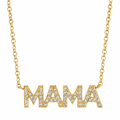 Diamond Pave Mama Necklace