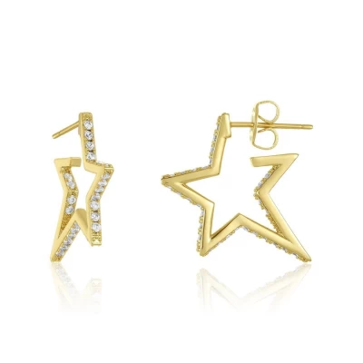 1" Caroline Pave Star Huggie Earrings