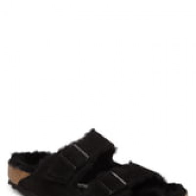 Mens Birkenstock Arizona Slide Sandal With Genuine Shearling