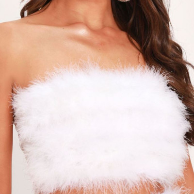 White Feather Bandeau Top