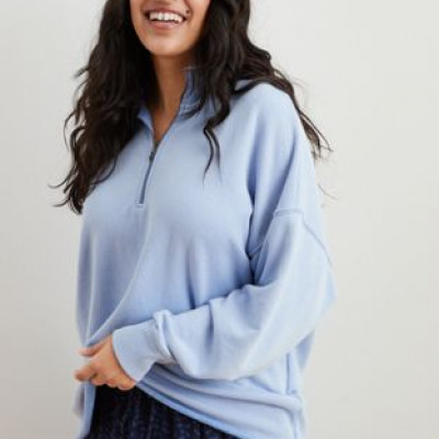 Aerie Sunday Soft Quarter Zip Sweatshirt