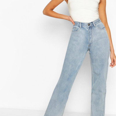 Womens Tall Denim Acid Wash Boyfriend Jeans - Blue - 4