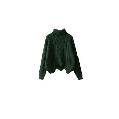 Alloaone Women's Autumn And Winter Version Loose Fit Plush High Neck Knit Shirt Half Skirt Two Piece Set