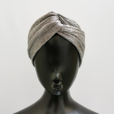 Metallic silver textured luxury turban twist knot headband