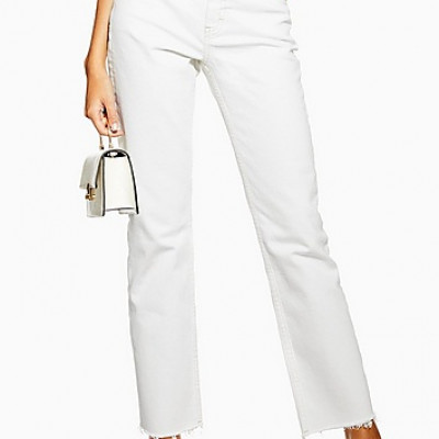 Ecru Straight Jeans - White