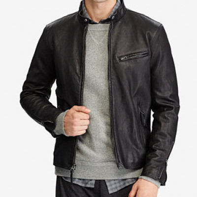 Polo Ralph Lauren Men's CafÃƒÂ© Racer Leather Jacket & Reviews - Coats & Jackets - Men - Macy's
