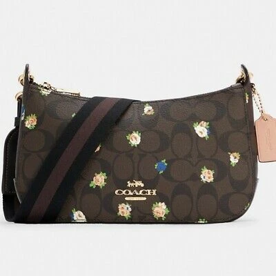 Coach Jes Baguette In Signature Canvas With Vintage Mini Rose Print [6823] NWT 195031390388 | eBay