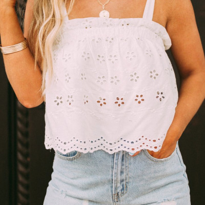 Eyelet Shoulder Tie Top